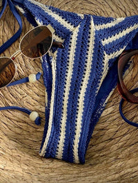 Mesh Striped Halter Bikini Swimwear
