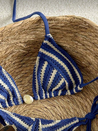 Mesh Striped Halter Bikini Swimwear
